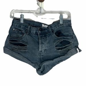 One Teaspoon Bandit Rolled Cuffed Long Rise Distressed Shorts 27